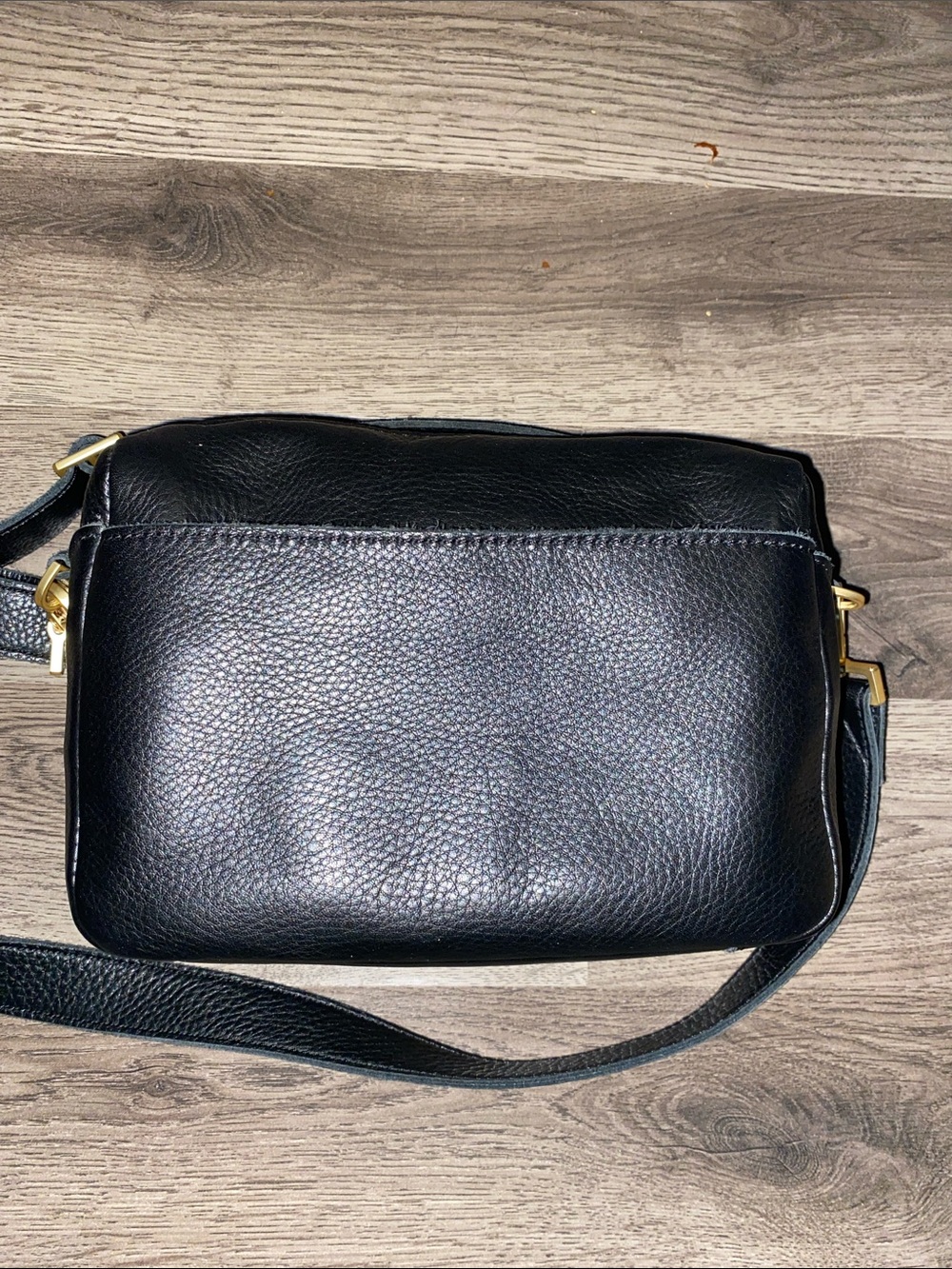Black Pebble Leather Crossbody Bag with Gold Studs - Picture 4 of 7